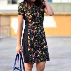 Black and Abstract Floral Block Dress